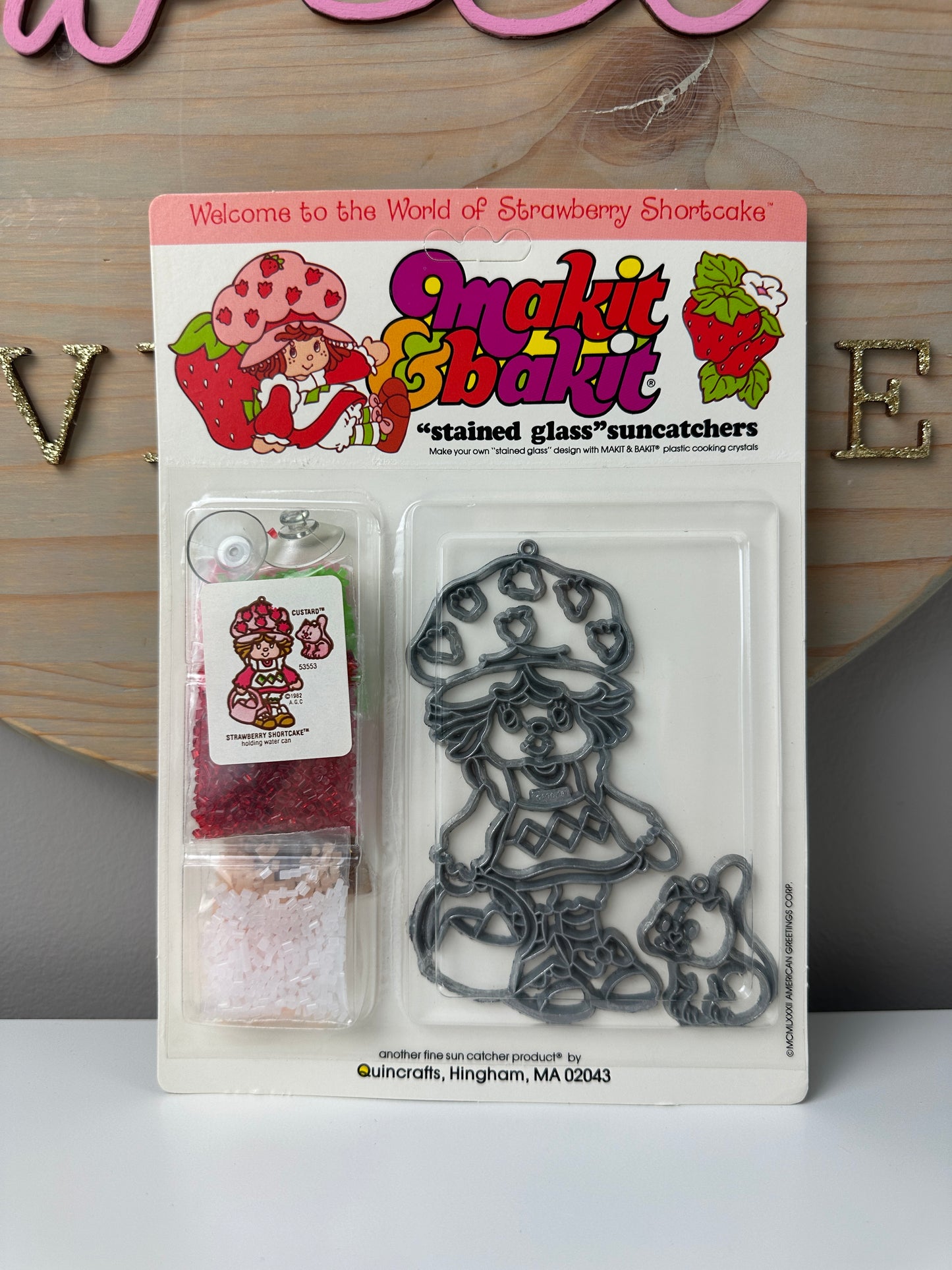 1980s Strawberry Shortcake Makit Bakit Stained Glass Suncatchers Set MOC