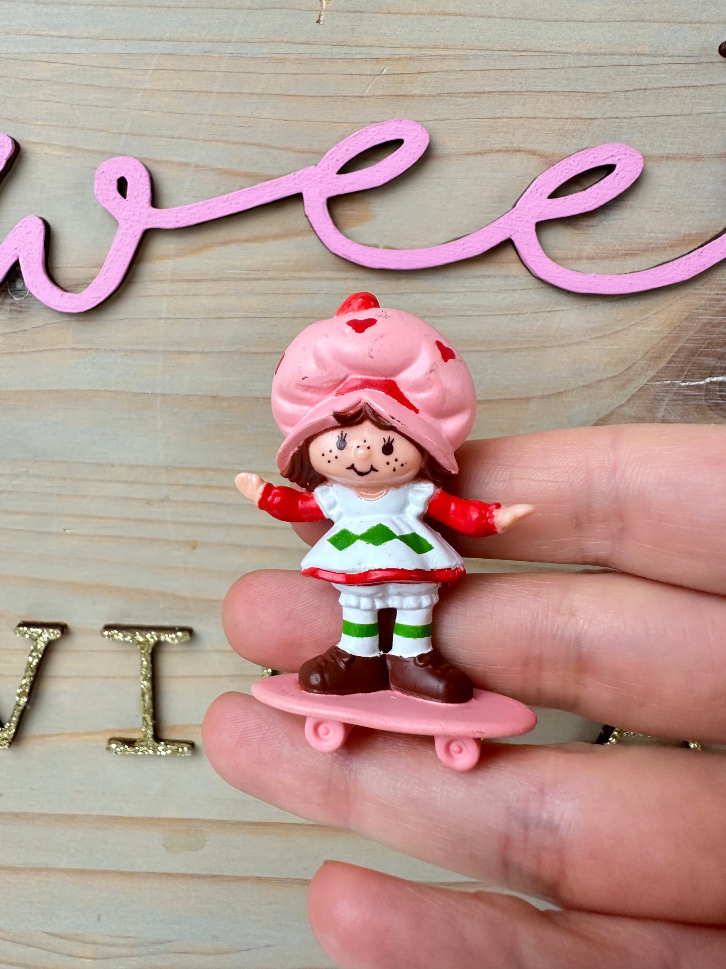 1980s Kenner Strawberryland Strawberry Shortcake on a Skateboard PVC Miniature Figure