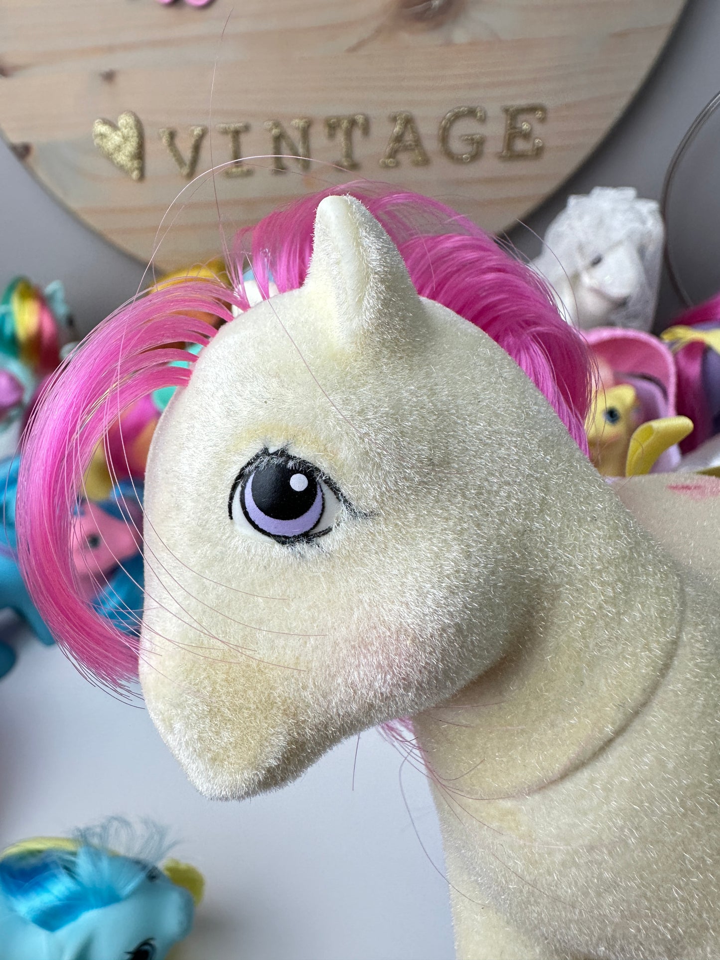 1980s Hasbro My Little Pony So Soft Taffy with Ribbon, Brush, & Backcard