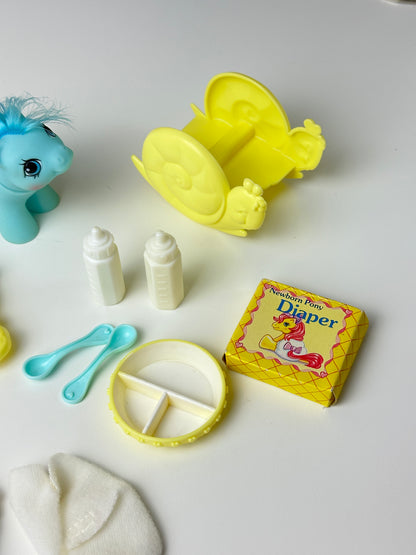 1980s Hasbro My Little Pony Newborn Twins Doodles & Noodles Complete