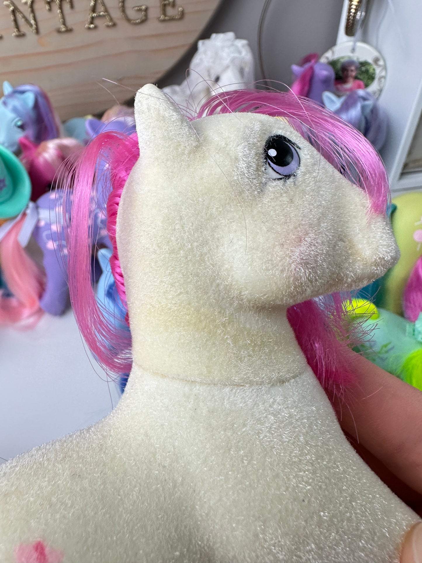 1980s Hasbro My Little Pony So Soft Taffy with Ribbon, Brush, & Backcard