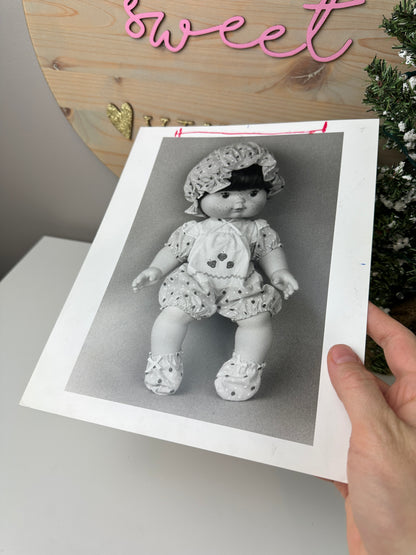 1980s Strawberry Shortcake Press Picture Black & White Blow Kiss Doll