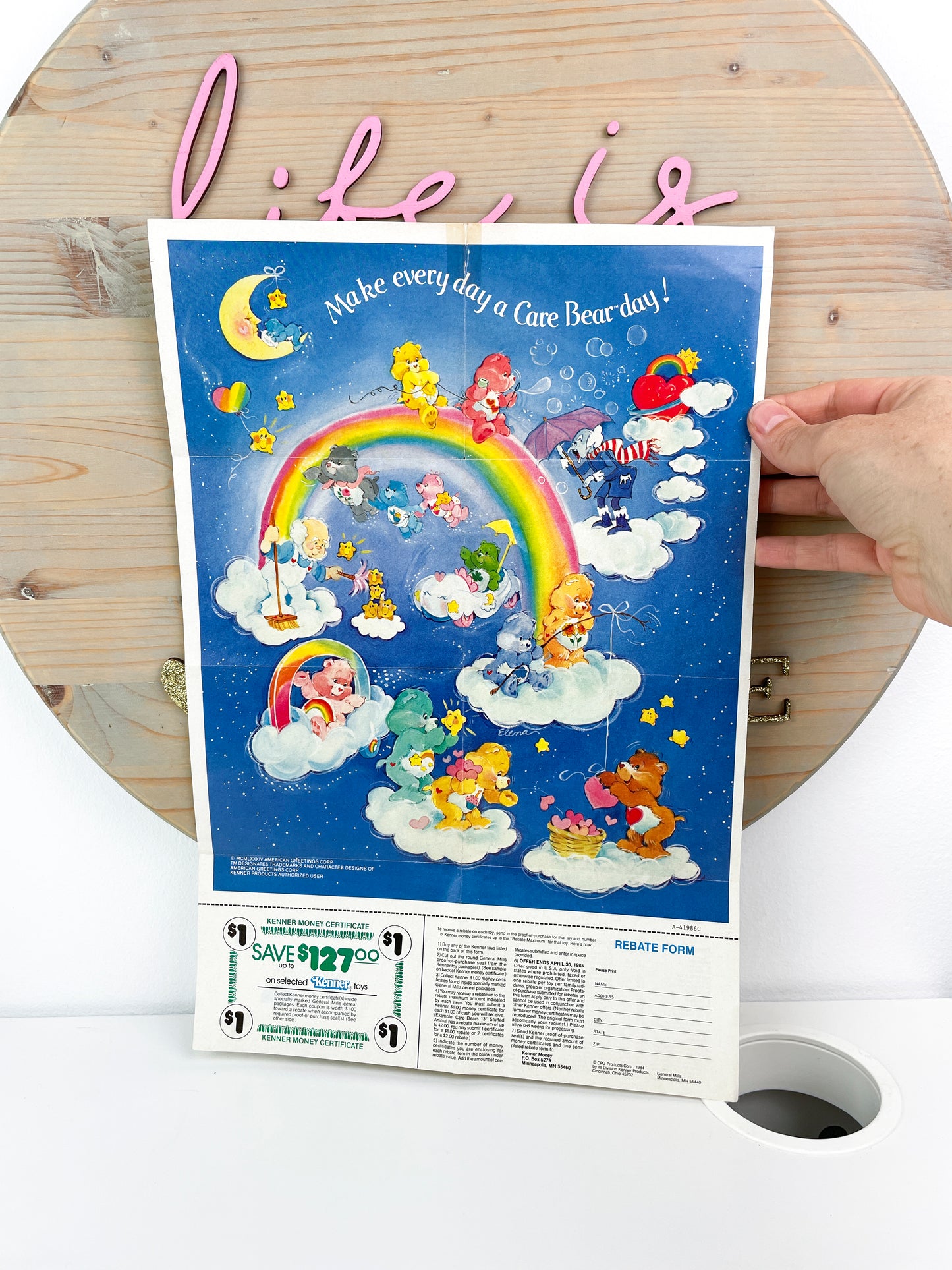 1984 General Mills "Kenner Money" Care Bears Poster Rebate Form